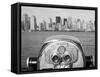 Coin Operated Binoculars Pointed at Manhattan Skyline, Hudson River, Jersey City, New Jersey, Usa-Paul Souders-Framed Stretched Canvas