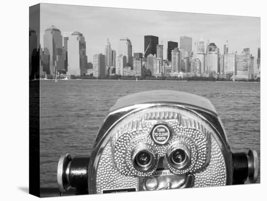 Coin Operated Binoculars Pointed at Manhattan Skyline, Hudson River, Jersey City, New Jersey, Usa-Paul Souders-Stretched Canvas