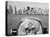 Coin Operated Binoculars Pointed at Manhattan Skyline, Hudson River, Jersey City, New Jersey, Usa-Paul Souders-Stretched Canvas