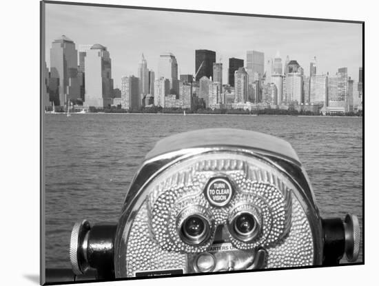 Coin Operated Binoculars Pointed at Manhattan Skyline, Hudson River, Jersey City, New Jersey, Usa-Paul Souders-Mounted Photographic Print