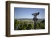 coin-operated binoculars with view to Swabian Alps, Salach, Baden-Wurttemberg, Germany-Michael Weber-Framed Photographic Print