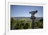 coin-operated binoculars with view to Swabian Alps, Salach, Baden-Wurttemberg, Germany-Michael Weber-Framed Photographic Print