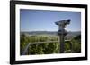 coin-operated binoculars with view to Swabian Alps, Salach, Baden-Wurttemberg, Germany-Michael Weber-Framed Photographic Print