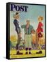 "Coin Toss" Saturday Evening Post Cover, October 21,1950-Norman Rockwell-Framed Stretched Canvas