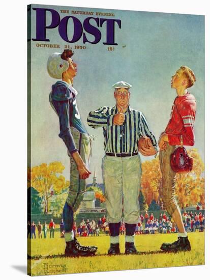 "Coin Toss" Saturday Evening Post Cover, October 21,1950-Norman Rockwell-Stretched Canvas