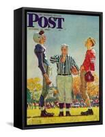 "Coin Toss" Saturday Evening Post Cover, October 21,1950-Norman Rockwell-Framed Stretched Canvas