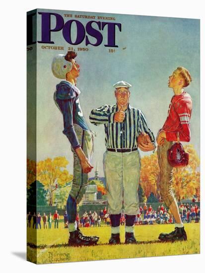 "Coin Toss" Saturday Evening Post Cover, October 21,1950-Norman Rockwell-Stretched Canvas