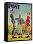 "Coin Toss" Saturday Evening Post Cover, October 21,1950-Norman Rockwell-Framed Stretched Canvas