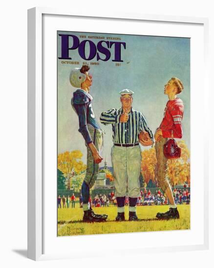 "Coin Toss" Saturday Evening Post Cover, October 21,1950-Norman Rockwell-Framed Giclee Print