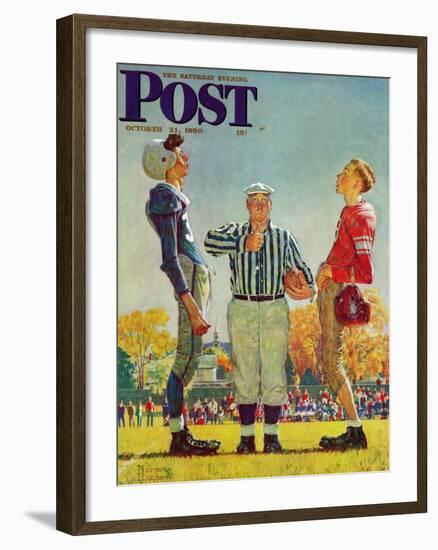 "Coin Toss" Saturday Evening Post Cover, October 21,1950-Norman Rockwell-Framed Giclee Print