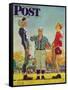 "Coin Toss" Saturday Evening Post Cover, October 21,1950-Norman Rockwell-Framed Stretched Canvas