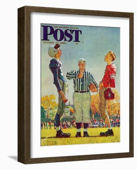 "Coin Toss" Saturday Evening Post Cover, October 21,1950-Norman Rockwell-Framed Giclee Print