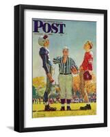 "Coin Toss" Saturday Evening Post Cover, October 21,1950-Norman Rockwell-Framed Giclee Print