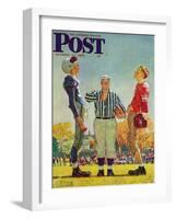 "Coin Toss" Saturday Evening Post Cover, October 21,1950-Norman Rockwell-Framed Giclee Print