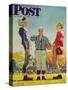 "Coin Toss" Saturday Evening Post Cover, October 21,1950-Norman Rockwell-Stretched Canvas