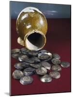 Coins in Glazed Ceramic Pot, Part of Bektasli Treasure, Uncovered from Daphne, Antioch, Turkey-null-Mounted Giclee Print