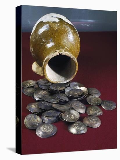 Coins in Glazed Ceramic Pot, Part of Bektasli Treasure, Uncovered from Daphne, Antioch, Turkey-null-Stretched Canvas