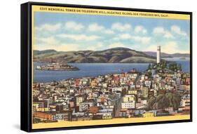 Coit Memorial Tower, Telegraph Hill, San Francisco, California-null-Framed Stretched Canvas