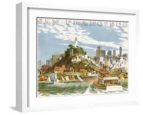 Coit Tower and North Beach. San Francisco-null-Framed Giclee Print