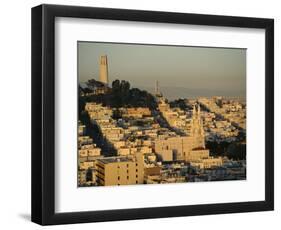 Coit Tower and Telegraph Hill at Dusk, San Francisco, California, USA-Fraser Hall-Framed Photographic Print