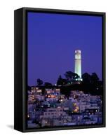 Coit Tower, Telegraph Hill at Dusk, San Francisco, U.S.A.-Thomas Winz-Framed Stretched Canvas