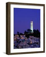 Coit Tower, Telegraph Hill at Dusk, San Francisco, U.S.A.-Thomas Winz-Framed Photographic Print