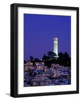 Coit Tower, Telegraph Hill at Dusk, San Francisco, U.S.A.-Thomas Winz-Framed Photographic Print