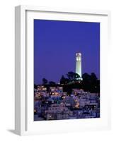 Coit Tower, Telegraph Hill at Dusk, San Francisco, U.S.A.-Thomas Winz-Framed Photographic Print