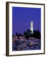 Coit Tower, Telegraph Hill at Dusk, San Francisco, U.S.A.-Thomas Winz-Framed Photographic Print