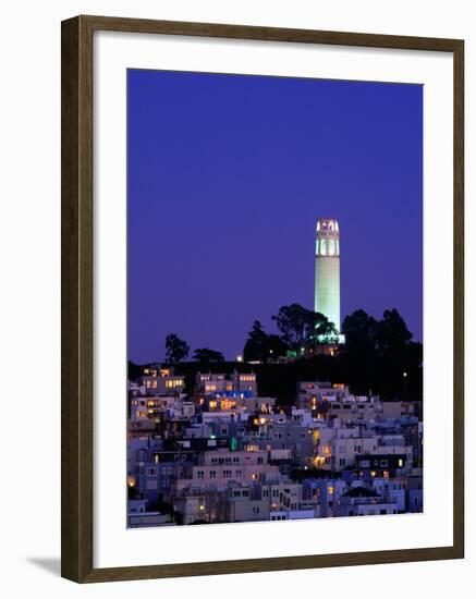 Coit Tower, Telegraph Hill at Dusk, San Francisco, U.S.A.-Thomas Winz-Framed Photographic Print