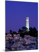 Coit Tower, Telegraph Hill at Dusk, San Francisco, U.S.A.-Thomas Winz-Mounted Photographic Print