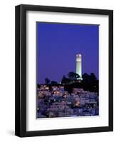 Coit Tower, Telegraph Hill at Dusk, San Francisco, U.S.A.-Thomas Winz-Framed Premium Photographic Print