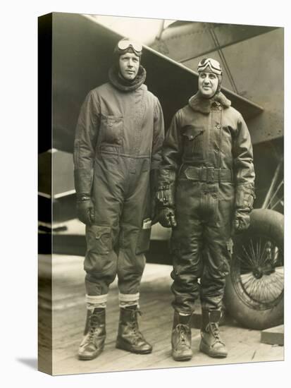 Col. Charles A. Lindbergh (Left) and Harry F. Guggenheim in Flight-Suits. Dec. 8, 1928-null-Stretched Canvas