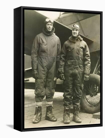 Col. Charles A. Lindbergh (Left) and Harry F. Guggenheim in Flight-Suits. Dec. 8, 1928-null-Framed Stretched Canvas