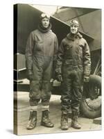 Col. Charles A. Lindbergh (Left) and Harry F. Guggenheim in Flight-Suits. Dec. 8, 1928-null-Stretched Canvas