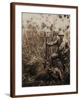 Col. Roosevelt Standing Beside a Water Buffalo Which He Has Shot-Kermit Roosevelt-Framed Photographic Print