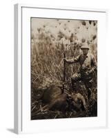 Col. Roosevelt Standing Beside a Water Buffalo Which He Has Shot-Kermit Roosevelt-Framed Photographic Print