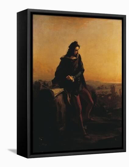 Cola Di Rienzo, Contemplating the Ruins of Rome from Above, 1855-Federico Faruffini-Framed Stretched Canvas