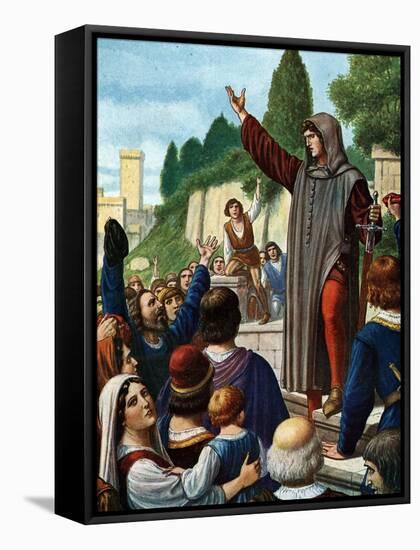 Cola Di Rienzo Proclaiming Himself as Tribune of Rome at the Capitoline Hill, 1347-null-Framed Stretched Canvas