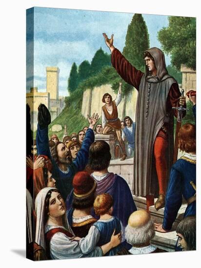 Cola Di Rienzo Proclaiming Himself as Tribune of Rome at the Capitoline Hill, 1347-null-Stretched Canvas