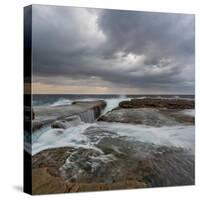 Cold Stormy Panoramic Seascape with Rushing Wave and Flowing Water-Anton Gorlin-Stretched Canvas