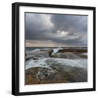 Cold Stormy Panoramic Seascape with Rushing Wave and Flowing Water-Anton Gorlin-Framed Photographic Print