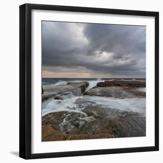 Cold Stormy Panoramic Seascape with Rushing Wave and Flowing Water-Anton Gorlin-Framed Photographic Print