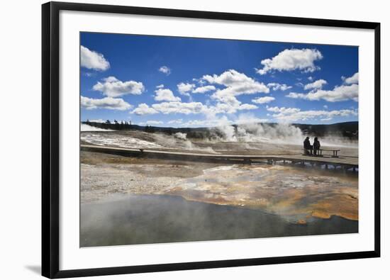 Cold Tourists on Seat Surrounded by Steam-Eleanor-Framed Photographic Print