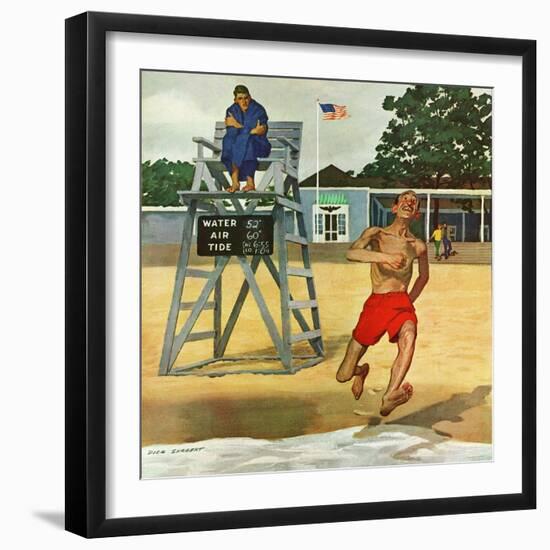 "Cold Water Swimmer," June 17, 1961-Richard Sargent-Framed Premium Giclee Print