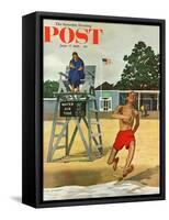 "Cold Water Swimmer," Saturday Evening Post Cover, June 17, 1961-Richard Sargent-Framed Stretched Canvas