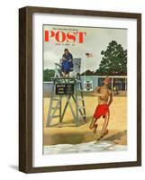 "Cold Water Swimmer," Saturday Evening Post Cover, June 17, 1961-Richard Sargent-Framed Premium Giclee Print