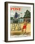 "Cold Water Swimmer," Saturday Evening Post Cover, June 17, 1961-Richard Sargent-Framed Premium Giclee Print