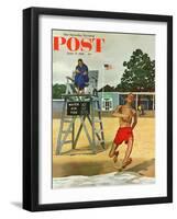 "Cold Water Swimmer," Saturday Evening Post Cover, June 17, 1961-Richard Sargent-Framed Premium Giclee Print