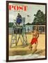 "Cold Water Swimmer," Saturday Evening Post Cover, June 17, 1961-Richard Sargent-Framed Giclee Print